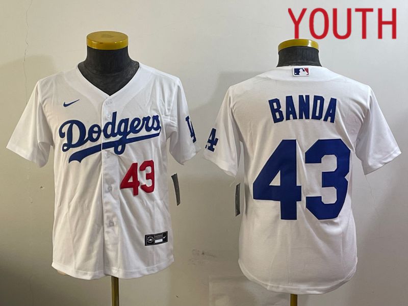 Youth Los Angeles Dodgers 43 Banda White Game 2024 Nike MLB Jersey style 12092